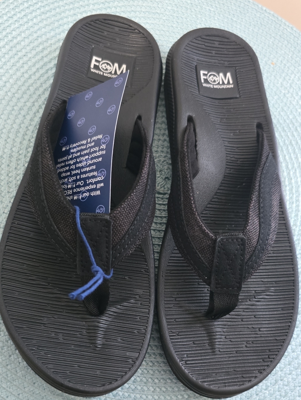 FOM White Mountain Brand Women’s Black Thong Flip Flops Size 7